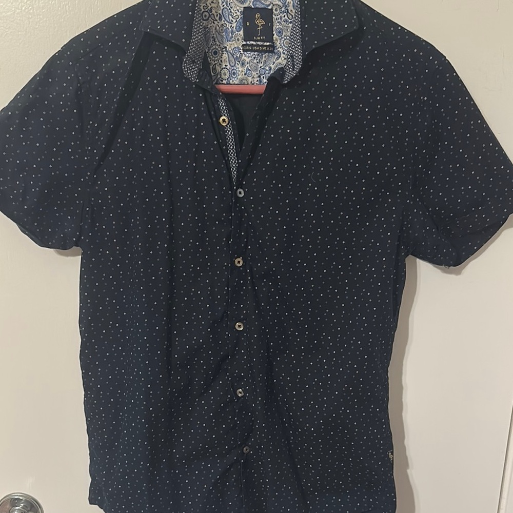 Navy Blue Polka Dot Men's Shirt